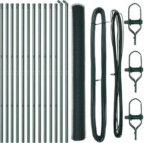 vidaXL Kerítésoszlop Zöld 25 x 1,6 m (13 mm háló) Acél és PVC
