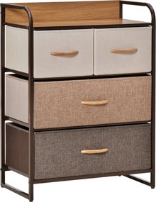HOMCOM 4 Fiókos Vászon Komód Fa Tetejű és Fém Vázú Nappaliba 58x29x78,5 cm Több színben | Aosom