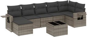 vidaXL 8 részes szürke polyrattan kerti ülőgarnitúra párnákkal