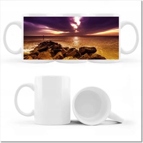 Fotó bögre Lila ég Tenger naplementekor