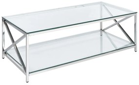 Ezüst üveg dohányzóasztal 60 x 120 cm AUDET Beliani