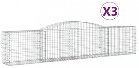 vidaXL 3 db íves horganyzott vas gabion kosár 400x50x80/100 cm