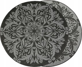 Kültéri Kerek Teraszszőnyeg Zsinóros Erkélyre Szürke Szőnyeg átm. 140 cm