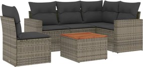 vidaXL 6 részes szürke polyrattan kerti ülőgarnitúra párnákkal