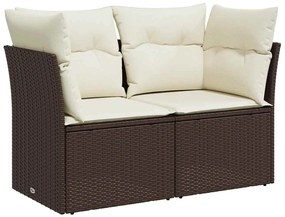 vidaXL 2 személyes barna polyrattan kerti kanapé párnával