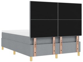 Boxspring Ágy Matrac és LED Fénnyel Szürke 140x200 cm Szövet