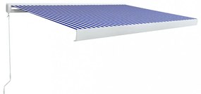 kék és fehér manuális, kazettás napellenző 400 x 300 cm