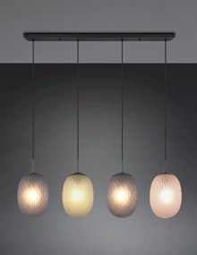 Matt fekete függőlámpa üveg búrával Facette – Trio