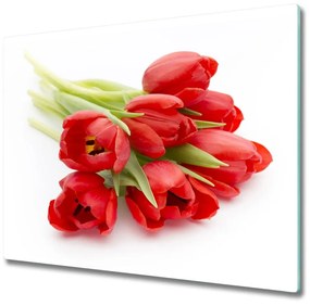 Üveg vágódeszka piros tulipánok 60x52 cm