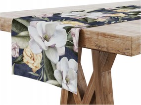Asztalterítő 40x140 Sötétkék Virágok 8262