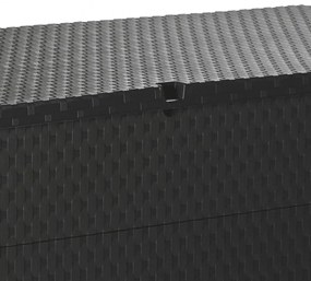 antracitszürke PP rattan kerti tárolóláda 120 x 56 x 63 cm