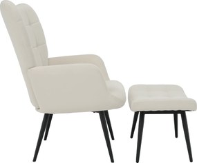 Fotel lábtartóval, fehér Velvet szövet/fekete, HABEN