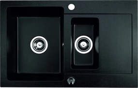 Gránit Mosogató Konyhai Mosogató Cordeo 79 másfélmedencés fekete
