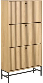 Natúr színű billenő ajtós cipőtartó tölgyfa dekorral 72x140x25 cm Albany – Actona