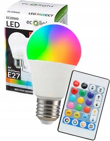 Rgb Led izzó Színes Fehér Fény Távirányító Nagy Menetes E27 8W 800lm