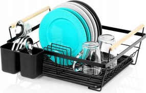 Edényszárító Fekete Álló Edénycsepegtető Konyhai Tálcával