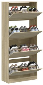 sonoma tölgy cipőszekrény 4 kihajtható fiókkal 80x34x187,5 cm