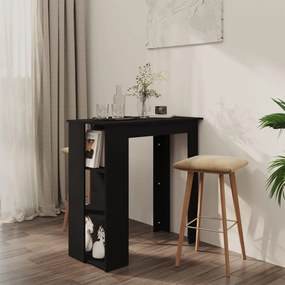 Fekete szerelt fa bárasztal polccal 102 x 50 x 103,5 cm