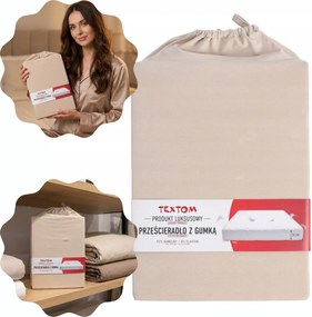 Lepedő Elasztán Pamut 140X200cm Radír Bézs Tömör Kivitel