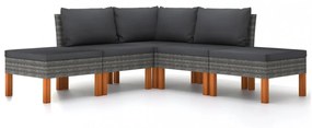 5 részes szürke polyrattan kerti ülőgarnitúra párnákkal