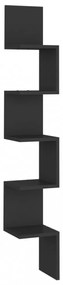 fekete szerelt fa fali sarokpolc 20 x 20 x 127,5 cm