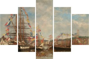 Kép - Eugène Boudin, Festival in the Harbor of Honfleur, reprodukciók (150x105 cm)