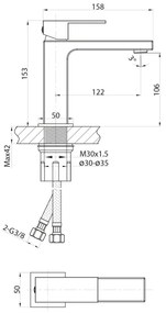 Sapho - Mosdócsap CUBEMIX 15,3 cm matt fekete