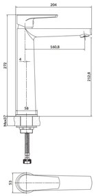 Cersanit S951-585 - MODUO 27,2 cm fekete mosdó csaptelep