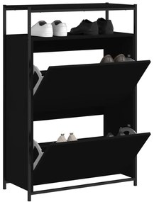 fekete szerelt fa cipőszekrény 75x34x112 cm