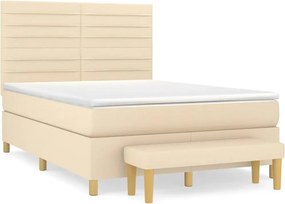 vidaXL krémszínű szövet rugós ágy matraccal 140 x 190 cm