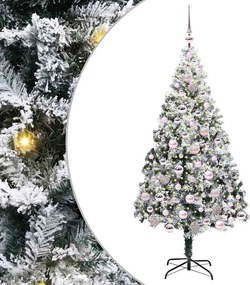vidaXL Mű karácsonyfa 300 LED-del Fehér 180 cm PVC és Acél és Műanyag
