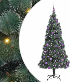 vidaXL Műfenyő világítós karácsonyfa gömbszettel Zöld 180 cm PET