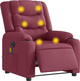 vidaXL bordó szövet elektromos dönthető masszázsfotel