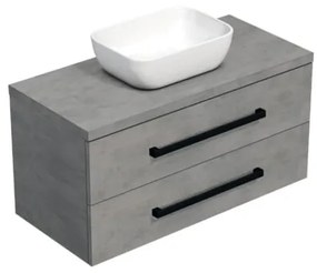 Fürdőszobaszekrény fekete fogantyúval SAT Cube Way 100x71x46 cm matt beton CUBE46C1003BESAT45