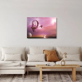 Kép - Tündér egy lebegő szigeten (üvegen) (70x50 cm)