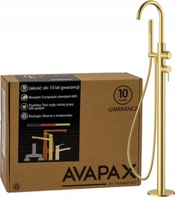 Kádtöltő csaptelep szabadon álló padló Arany szálcsiszolt zuhany Avapax