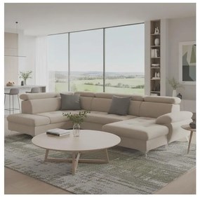 CATANIA U alakú, balos, tárolós sarokkanapé, bézs