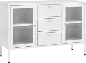 vidaXL fehér acél és edzett üveg tálalószekrény 105 x 35 x 70 cm