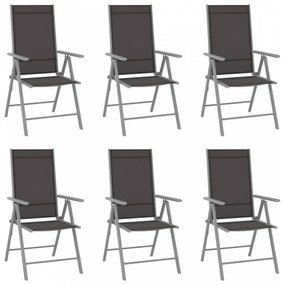 6 db fekete összecsukható textilén kerti szék