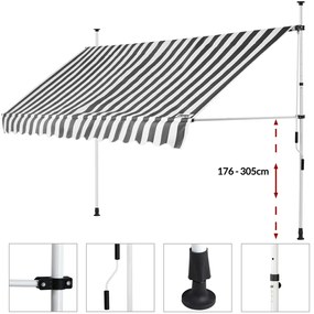 Deuba Napellenző 400 cm - szürke/fehér