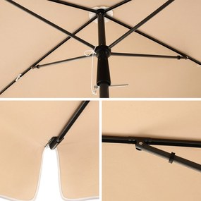 Téglalap alakú napernyő 2 × 1,25 m, UPF 50+ védelem, dönthető, talp nélkül, taupe