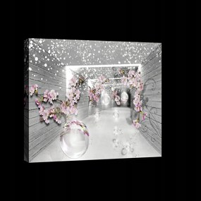 Vászonkép 70x50 Illúzió 3D alagút virágok sakura tér mélység fény