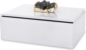 Ékszerdoboz Üveg Fehér Fekete Arany Glamour Achát Fogantyú