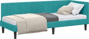 vidaXL Sarokágy keret fejtámlával Türkiz 80 cm x 200 cm Bársony