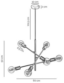 ONLI - Csillár zsinóron CROSS 6xE27/22W/230V