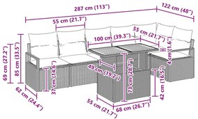 Kert étkező szett 7 pcs Szürke és Barna 100 x 55 x 73 cm