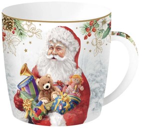Karácsonyi Télapós porcelán bögre díszdobozban Santa is coming
