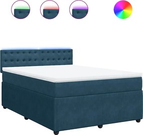 vidaXL kék bársony rugós ágy matraccal 140 x 190 cm
