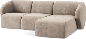 Világosbarna zsenília sarokkanapé (jobb oldali-heverő résszel) Lani – Makamii