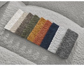 Világosszürke buklé kinyitható-tárolóhelyes sarokkanapé (jobb oldali-heverő résszel) Roxelane – Bobochic Paris